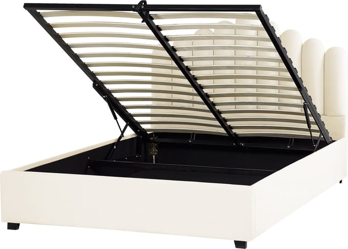 VINCENNES - Bed met opbergruimte - Wit - 160 x 200 cm - Fluweel