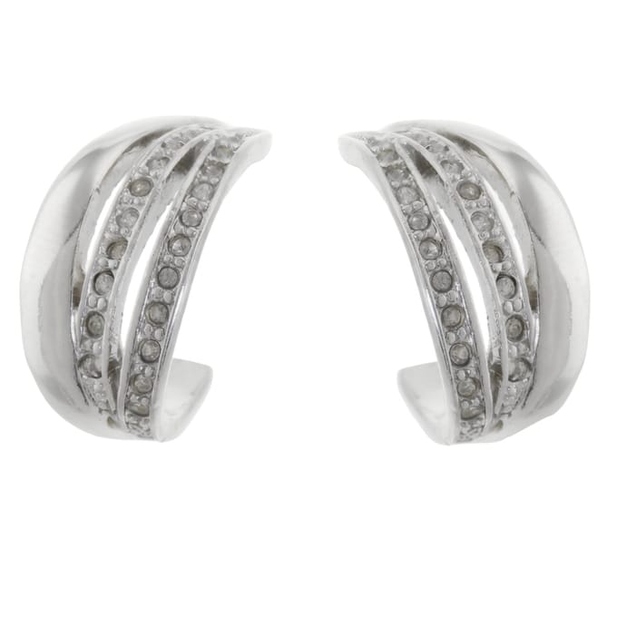 Behave - Oorbellen dames - zilverkleur - kristal - klassiek - 2 cm