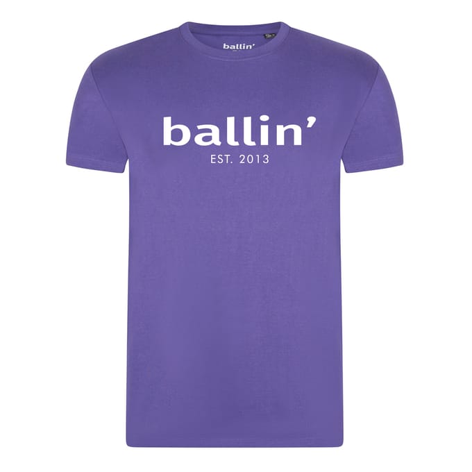 Heren Tee SS met Ballin Est. 2013 Regular Fit Shirt Print - Paars - Maat 3XL