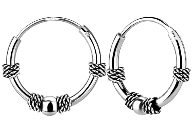 Joy|S - Zilveren Bali oorringen - geoxideerd - 12 mm  - t48