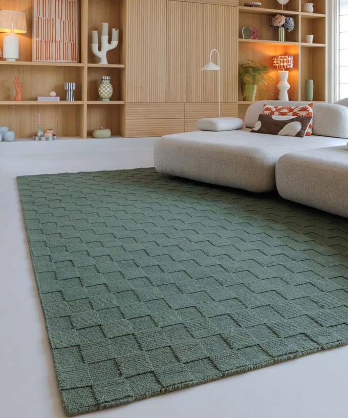 Wollen vloerkleed - Tavle groen 240x340