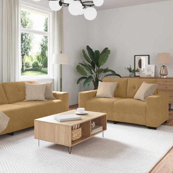 vidaXL Bankstel 3 pcs Bruin 221 x 80 x 80 cm Fluweel