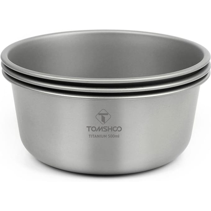 TOMSHOO 500 ml titanium kom, stapelbare campingkom voor kamperen, wandelen, reizen zilver