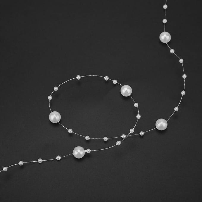 10M Visdraad Kunstparels Kralen Ketting DIY Bruiloftsfeest Decoratie (wit) hemelsblauwe kleur