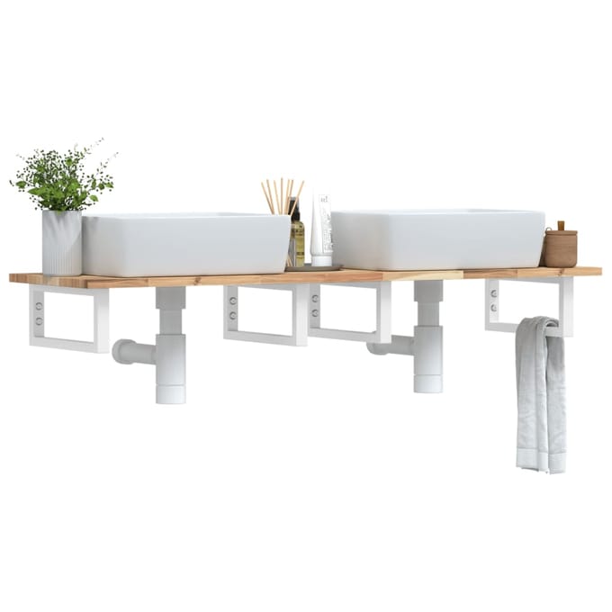 vidaXL - Badkamer - wandschap - staal - en - massief - acaciahout