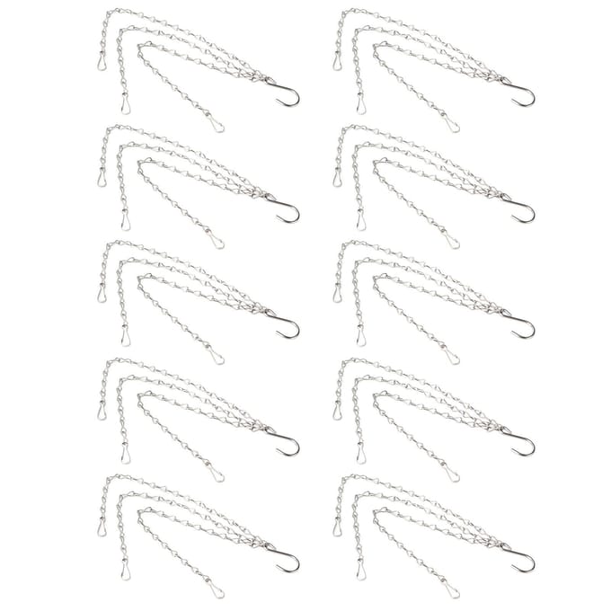 10 stuks Ophangketting met Haken Enkelvoudig 8-Strands IJzer Tuin Bloempot Plantenhangers Vervanging white