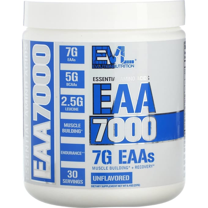 EVLution Nutrition, EAA 7000, Essentiële Aminozuren, Ongezoet, 238 g (237 gr)
