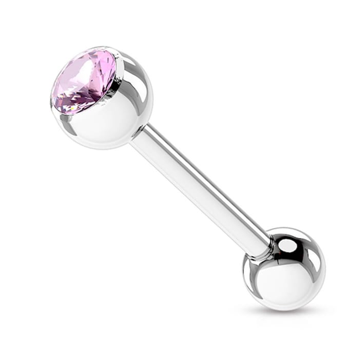 Piercing met zirkonia steen 1.6x16 - roze - LMPiercings