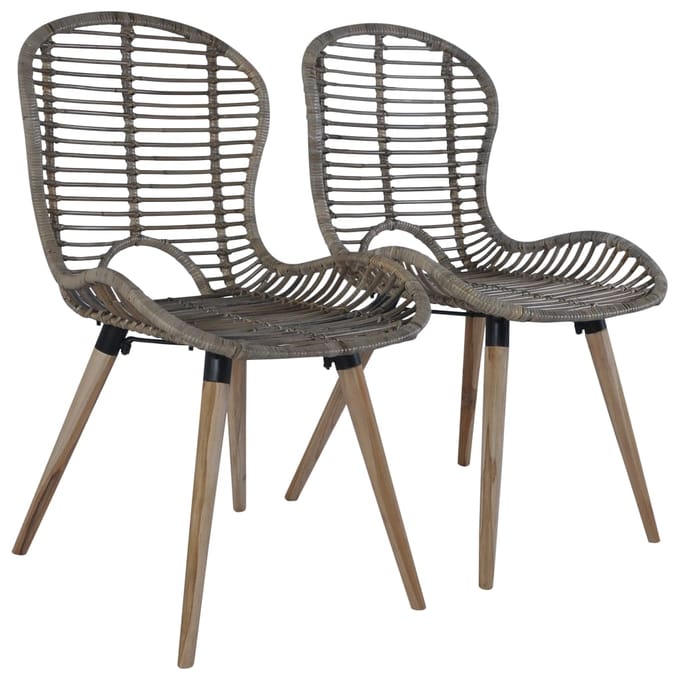 vidaXL - Eetkamerstoelen - 2 - st - natuurlijk - rattan - bruin