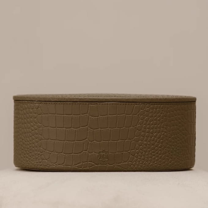 Chamada Fleur leren opbergbox ovaal croco large taupe