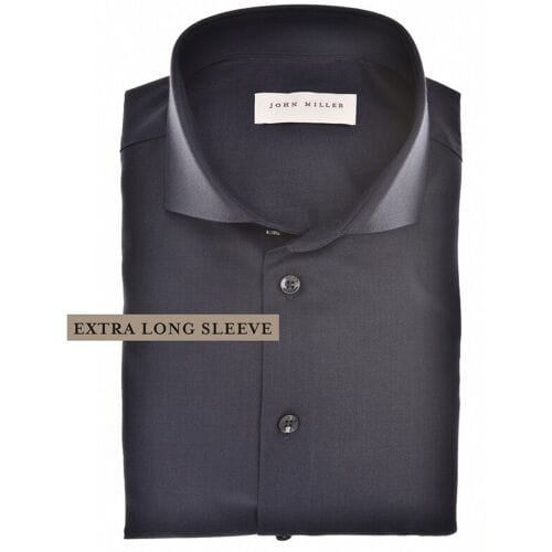John Miller Overhemd Extra Long Sleeve Wide-Spread Solid Color Wool Blend Mouwlengte 7 Navy / male