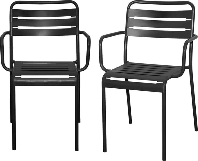 sweeek - Set van 2 tuinstoelen met armleuningen metaal - amélia