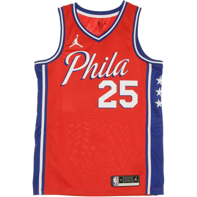 Basketbaltanktop voor heren Nba Swingman Jersey Jordan Statement Edition 2020 nr. 25 Ben Simmons Phi76e University rood