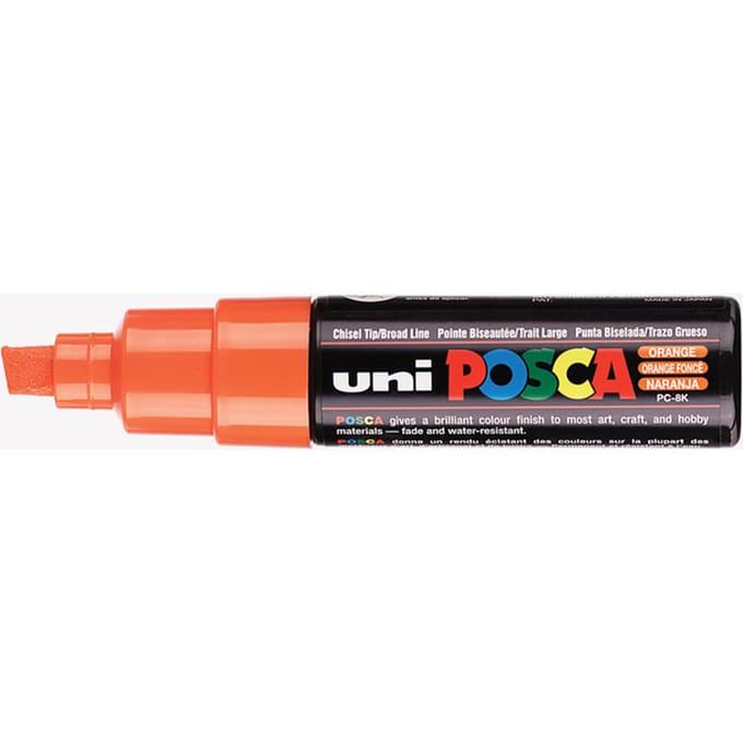 Donkeroranje verfstift op waterbasis met schuine punt breed