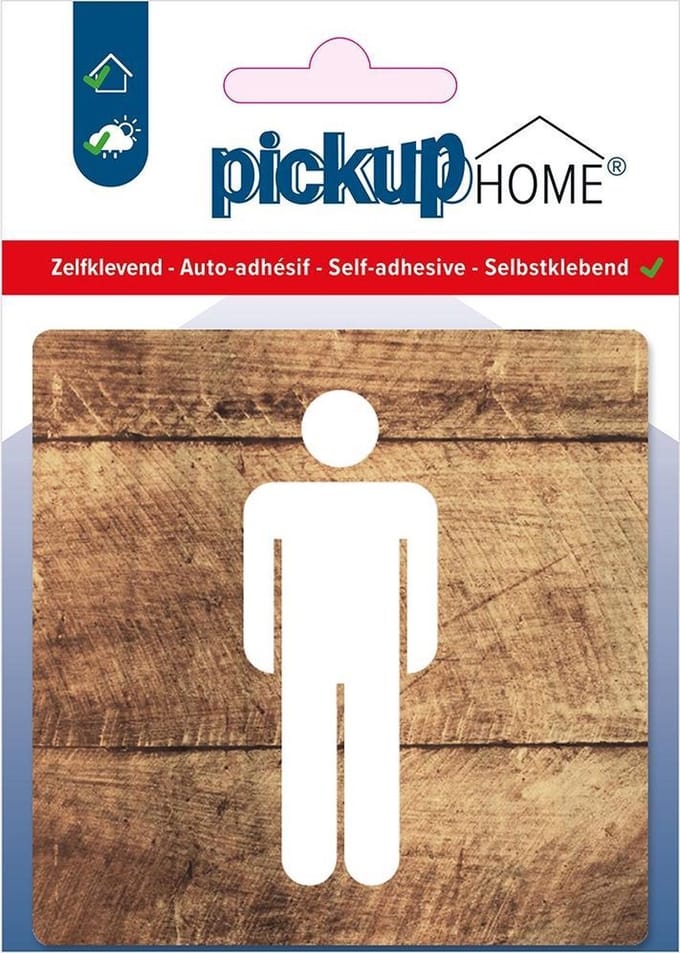Pickup Heren hout - 90x90 mm Pictogram Route Acryl