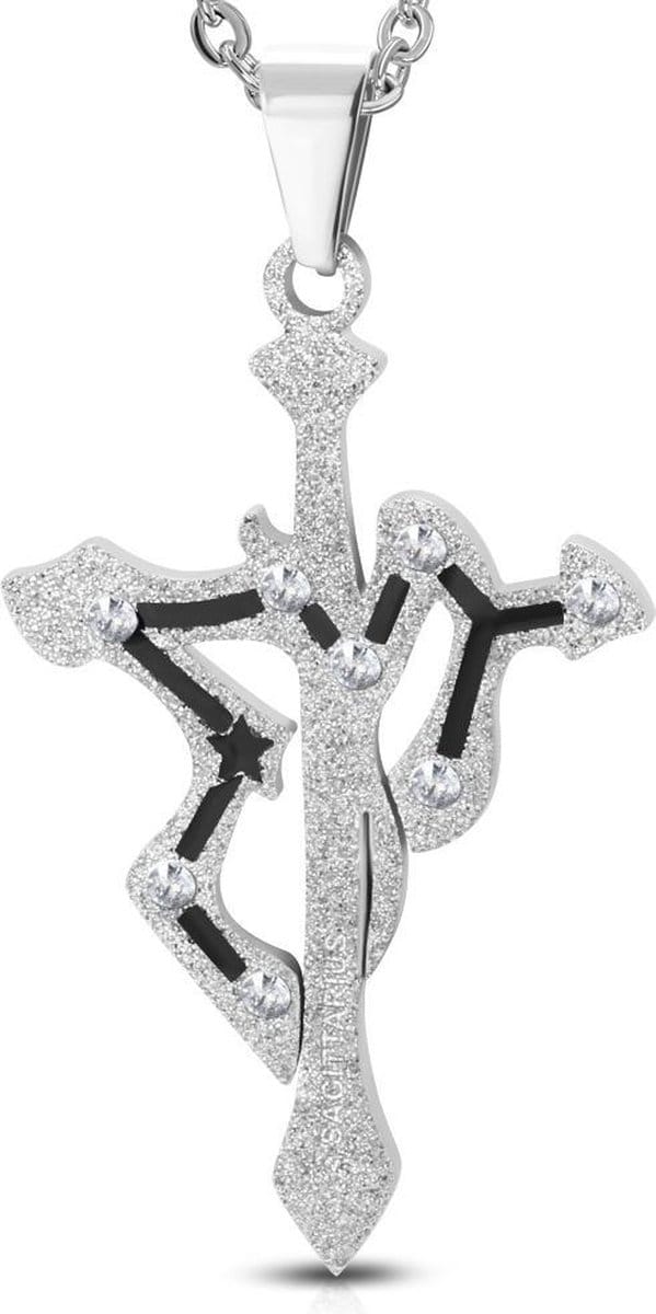 Montebello Ketting Boogschutter - 316L Staal - Horoscoop - 30x50mm - 60cm