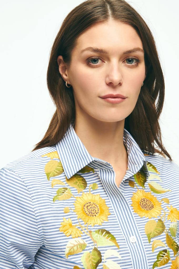 Brooks Brothers Cotton Emrdrd Long Sleeve White Größe: 2 | Longsleeves Outlet | Damen | Weiß