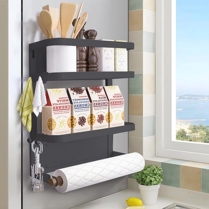 Omgoods - Fridge Spice Rack met Magnetische Bevestiging en Handdoekhouder