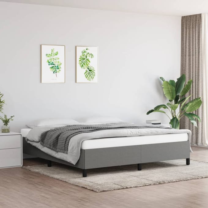vidaXL - Bedframe - zonder - matras - stof - donkergrijs - 160x200 - cm