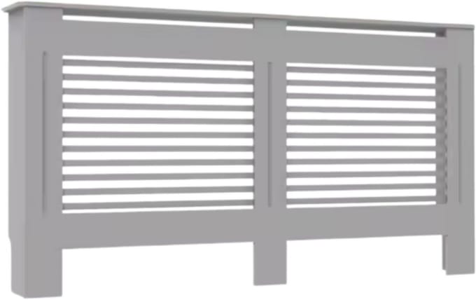 Radiatorombouw - 152x92 cm - Ombouw rooster - Horizontale panelen - MDF - Stijlvol - Grijs