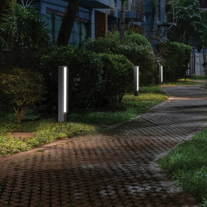 Viokef LED sokkellamp Lir, hoogte 60 cm, donkergrijs metaal