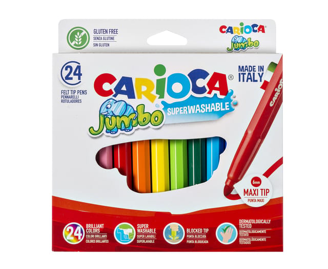 Viltstift carioca jumbo maxi assorti 24st | Set a 24 stuk