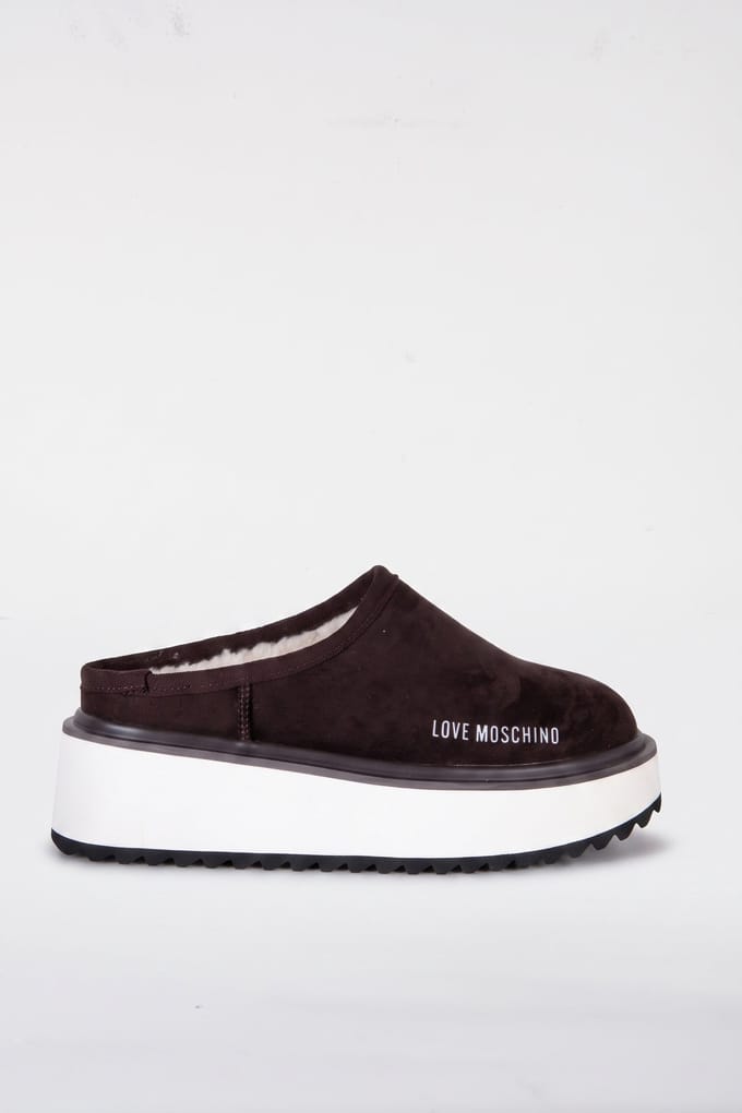 Moschino Platform Power Velour Clogs Brown Maat: 37 | Slippers Outlet | Dames | Bruin