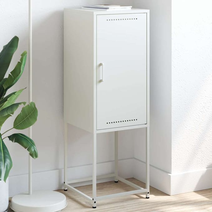 vidaXL - Hoge - kast - 36x39x107 - cm - staal - wit