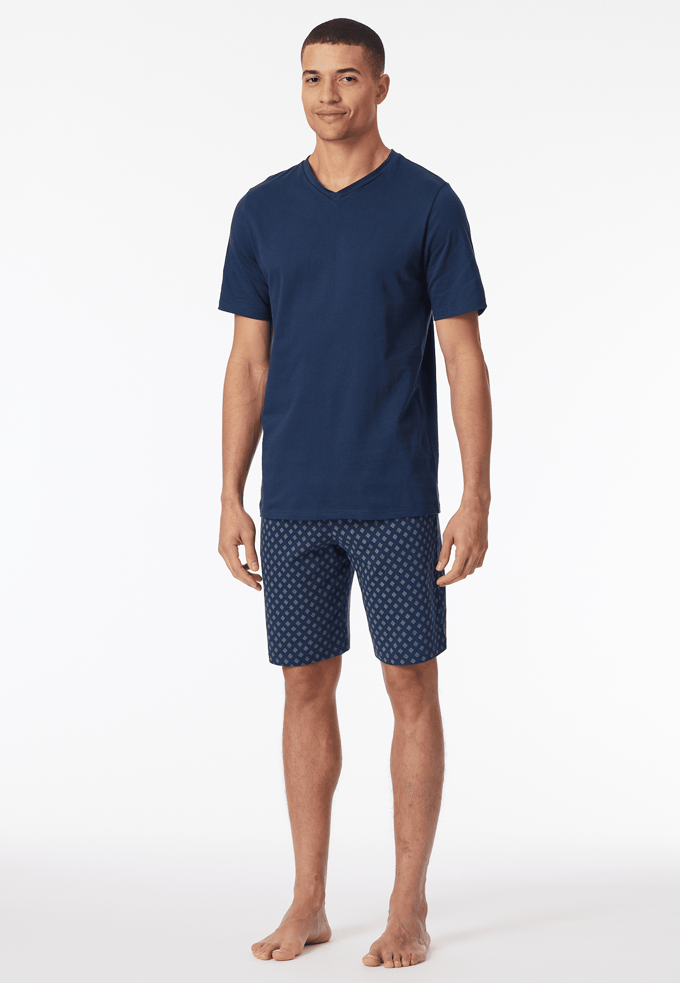 Schiesser Pyjama kort Casual Essentials - Heren shortama - admiral