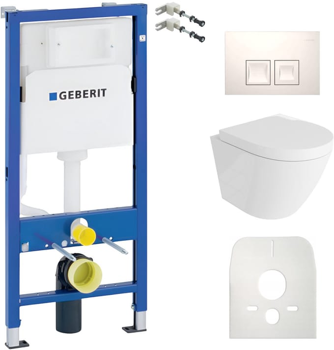 Geberit Duofix Basic Toiletset - Wandcloset SOGO - Wit Hoogglans - Randloos - Bedieningsplaat Wit - Compleet