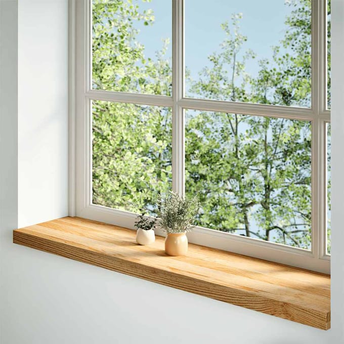 vidaXL - Vensterbanken - 2 - st - 100x30x2 - cm - massief - eikenhout - lichtbruin