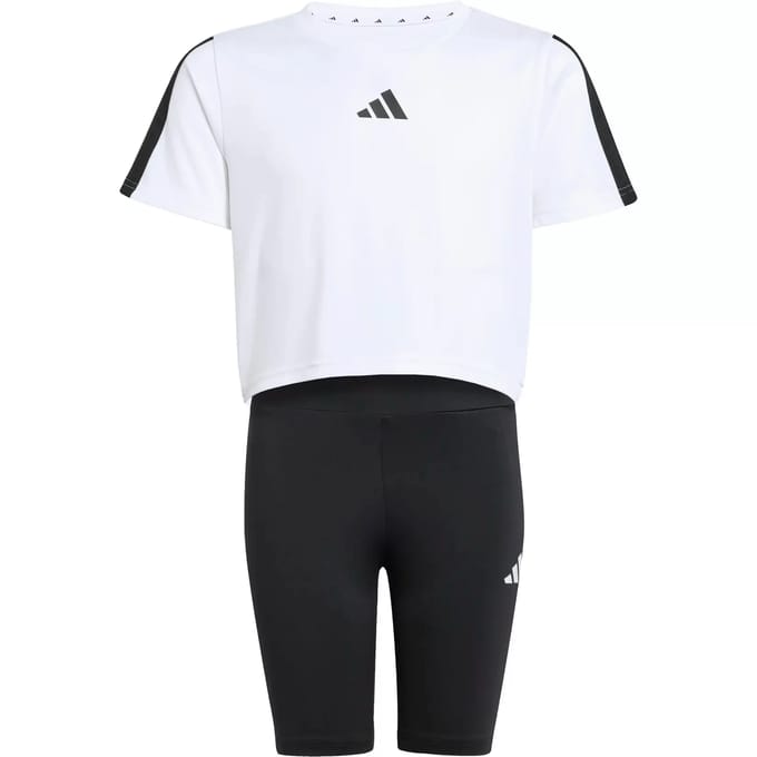 Adidas Train Essentials 3 Stripes Tee Korte Mouw Set Zwart 13-14 Years Meisje