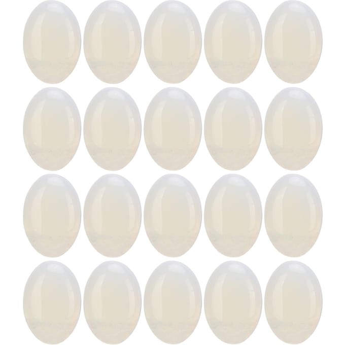 20 stuks Opaal Flatback Cabochon Steentjes met Glad Oppervlakte, Mooie Ovale Stenen voor het Maken van Sieraden white