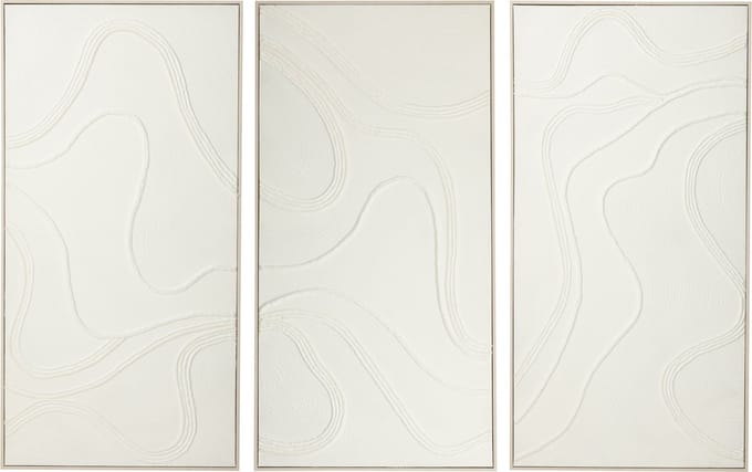 J-Line schilderij Nog - canvas/dennenhout - wit - 3 stuks