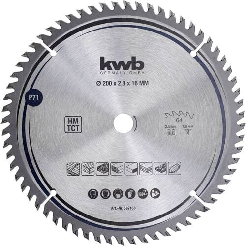 kwb 587168 Hardmetaal-cirkelzaagblad 200 x 16 mm 1 stuk(s)