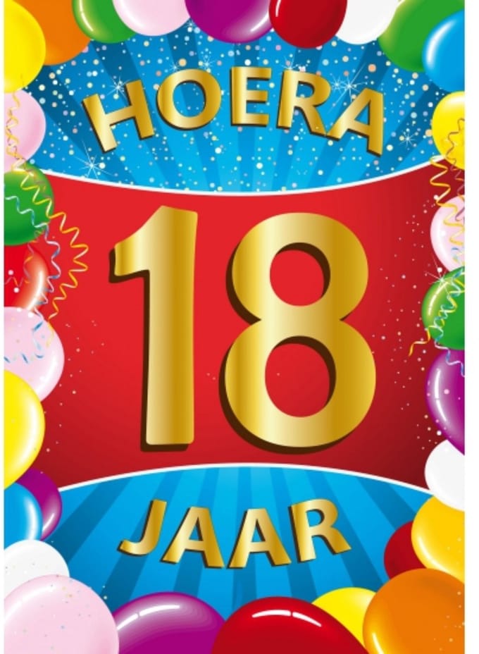 Bellatio Decorations Verjaardag deurposter - 18 jaar - multi - 59 x 84 cm - feestartikelen