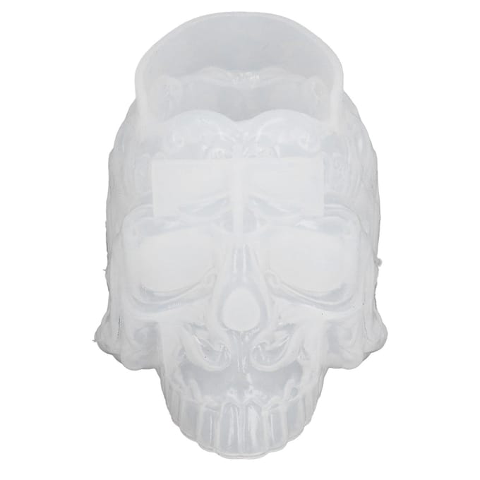 Moule en Silicone Forme de Crâne Unique Exquis Réutilisable Moule Épais Solide pour Bougeoirs de Rangement DIY white