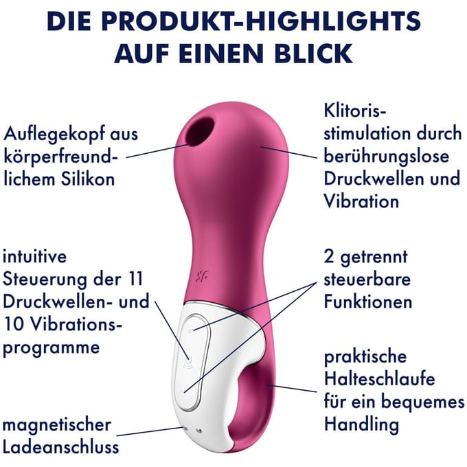 Satisfyer, drukgolfvibrator, 'Lucky Libra', 15,5 cm, waterdicht, oplaadbaar, huidvriendelijke siliconen