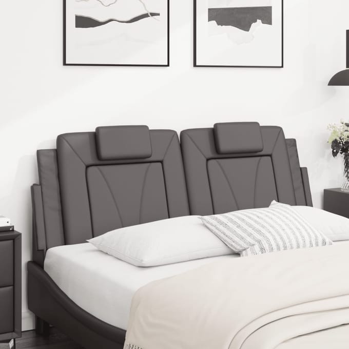 vidaXL - Hoofdbordkussen - "Viana" - 120 - cm - kunstleer - grijs