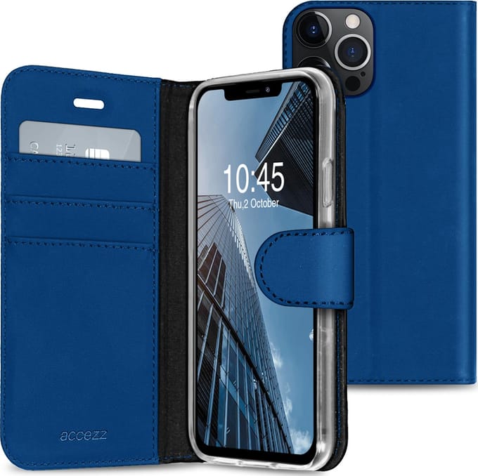 Accezz Hoesje - Geschikt voor Apple iPhone 13 Pro - Wallet Softcase Bookcase - Donkerblauw