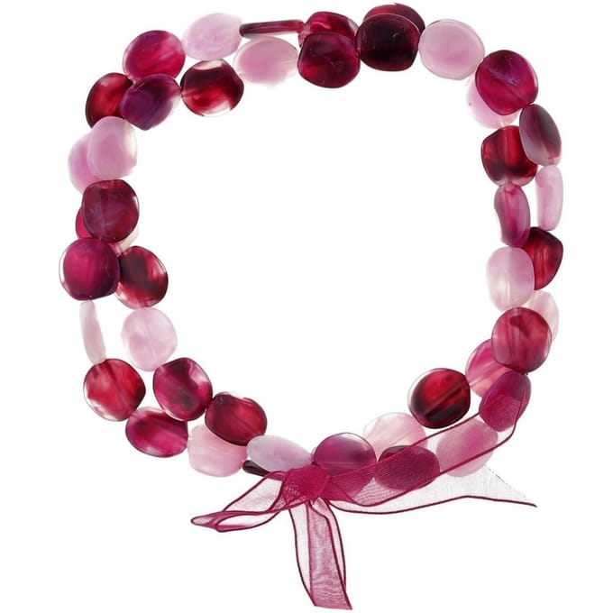 Behave - Korte ketting roze paars elastisch met strik - 30 cm