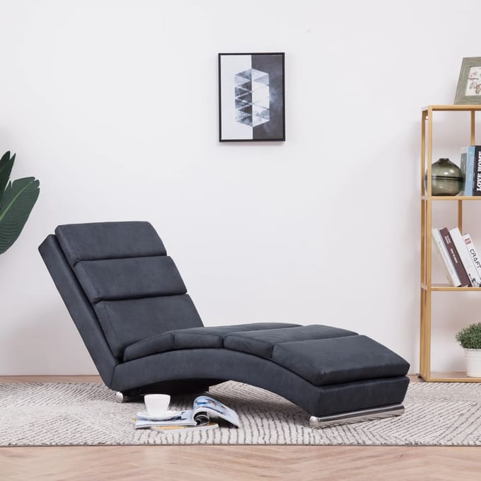 vidaXL - Chaise - longue - kunstsuède - grijs