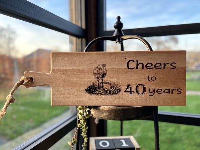 Serveerplank Cheers to 40 years - 40 jaar - verjaardag