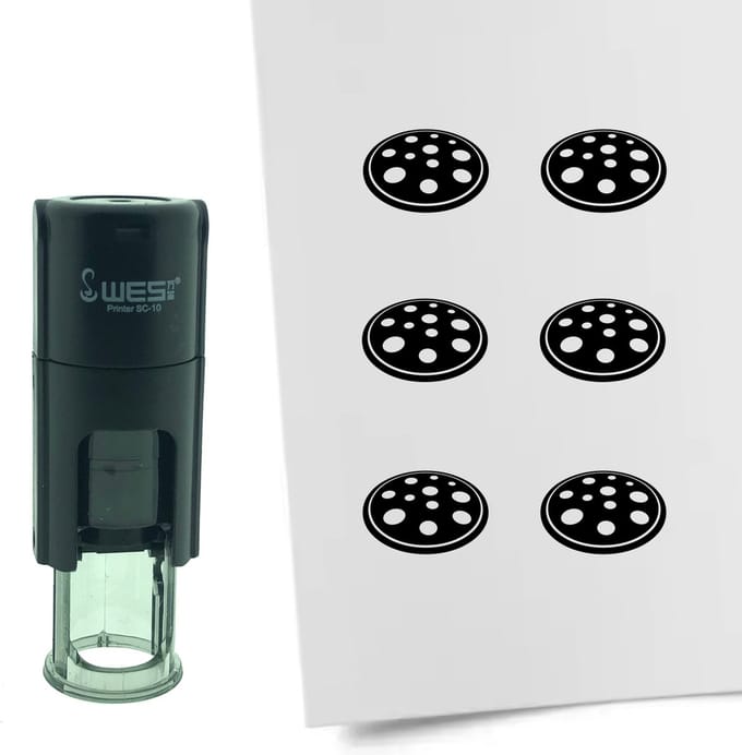 CombiCraft Stempel Pizza 10mm rond - zwarte inkt