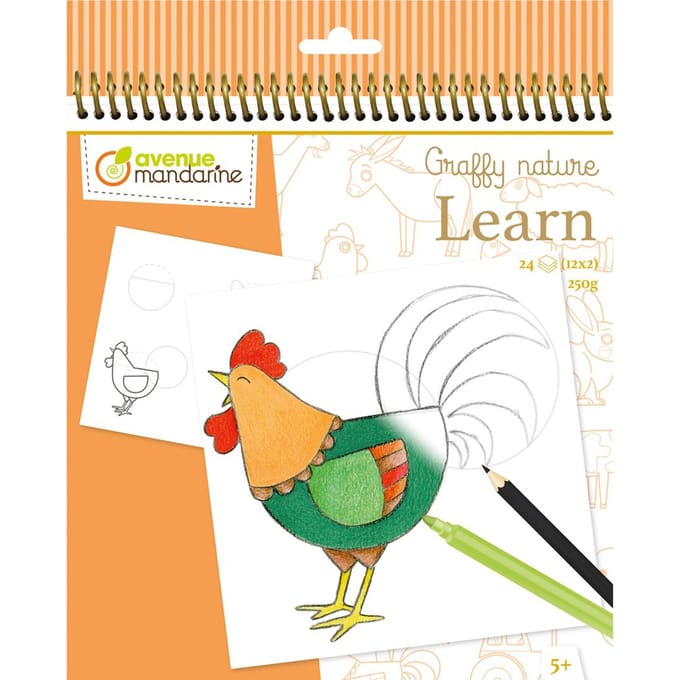 Spiraal boek leren tekenen Graffy Nature "De boerderij"