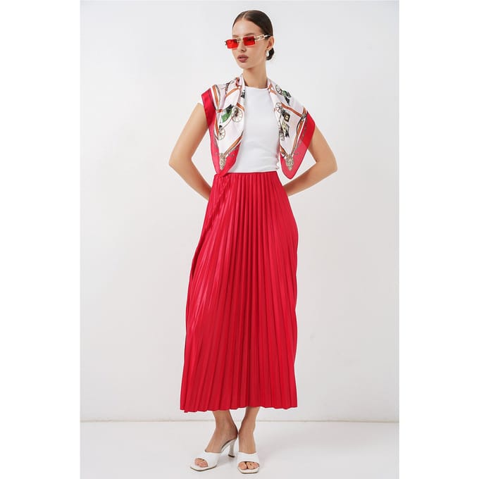 Hoge Taille Maxi Rok met Rimpeldetail