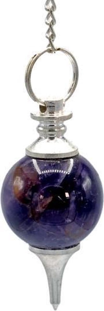 Pendel amethist bolvorm & metaal - 4x2 cm - 19 g - M