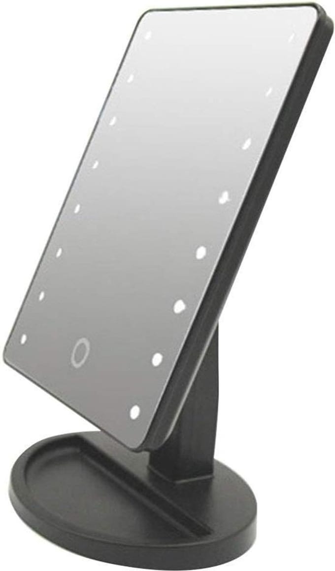 Make-upspiegel LED - Verlichte spiegel - Dagelijkse verzorging - Touch dimmer - Draagbaar formaat - Zwart