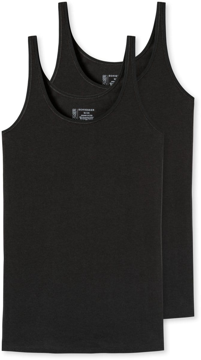 SCHIESSER 95/5 singlet (2-pack) - dames top biologisch katoen zwart