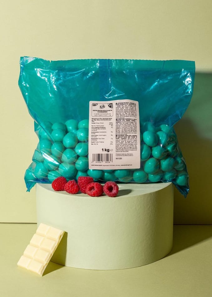 KoRo | Gevriesdroogde frambozen met witte chocolade 1 kg